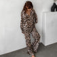 Autumn Leopard Print Long-Sleeved Trousers Women Homewear Loose Casual Comfortable Pajamas Suit