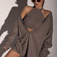 Sexy Vest V neck Long Sleeve Loose Pullover Two Piece Set for Women