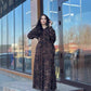 Women Casual Set Leopard Print Hooded Long Sleeved Shirt Pleated Stitching Skirt Sets