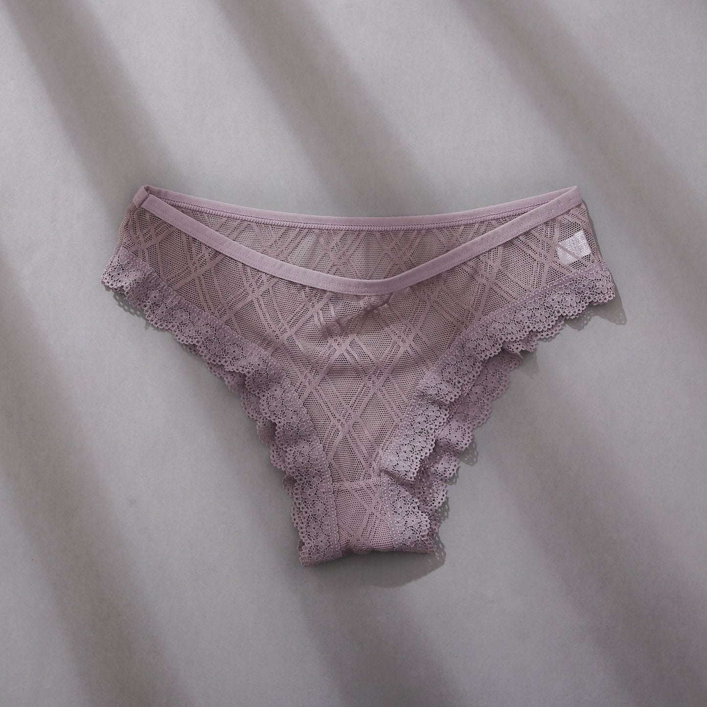 Women Brazilian Panties Mesh Lace Stitching Sexy Girls Briefs Hollow Out Cutout T-Back