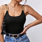 Sexy U Neck Sleeveless Strappy T shirt Slim Fit Backless Design Sleeveless Top for Women