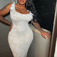 Women Clothing Spring Summer Lace Bow Sexy Backless Lace Double Layer Length Dress