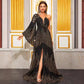 Ladies Cocktail Evening Dress Sequined One Shoulder Sleeve Party Light Luxury Cocktail Evening Dress