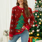 Women round Neck Christmas Tree Jacquard Sweater Christmas Sweater Women