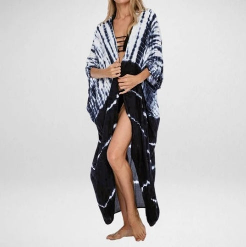 Black And White Tie-dye Cardigan Beach Skirt