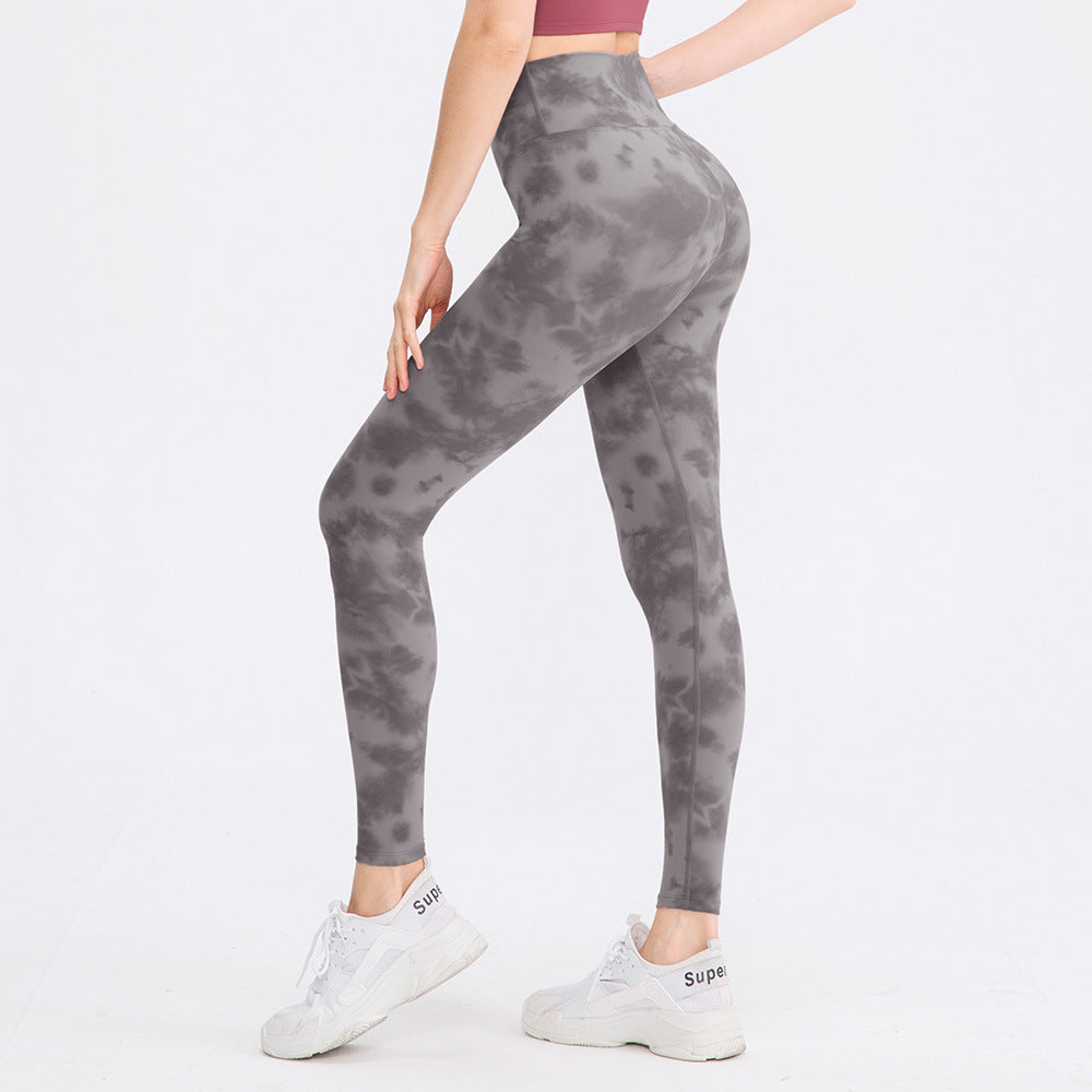 Printed Yoga Trousers Women Nude Double-Sided Brushed High Waist Hip Lift Tight No Embarrassment Line Fitness Trouser