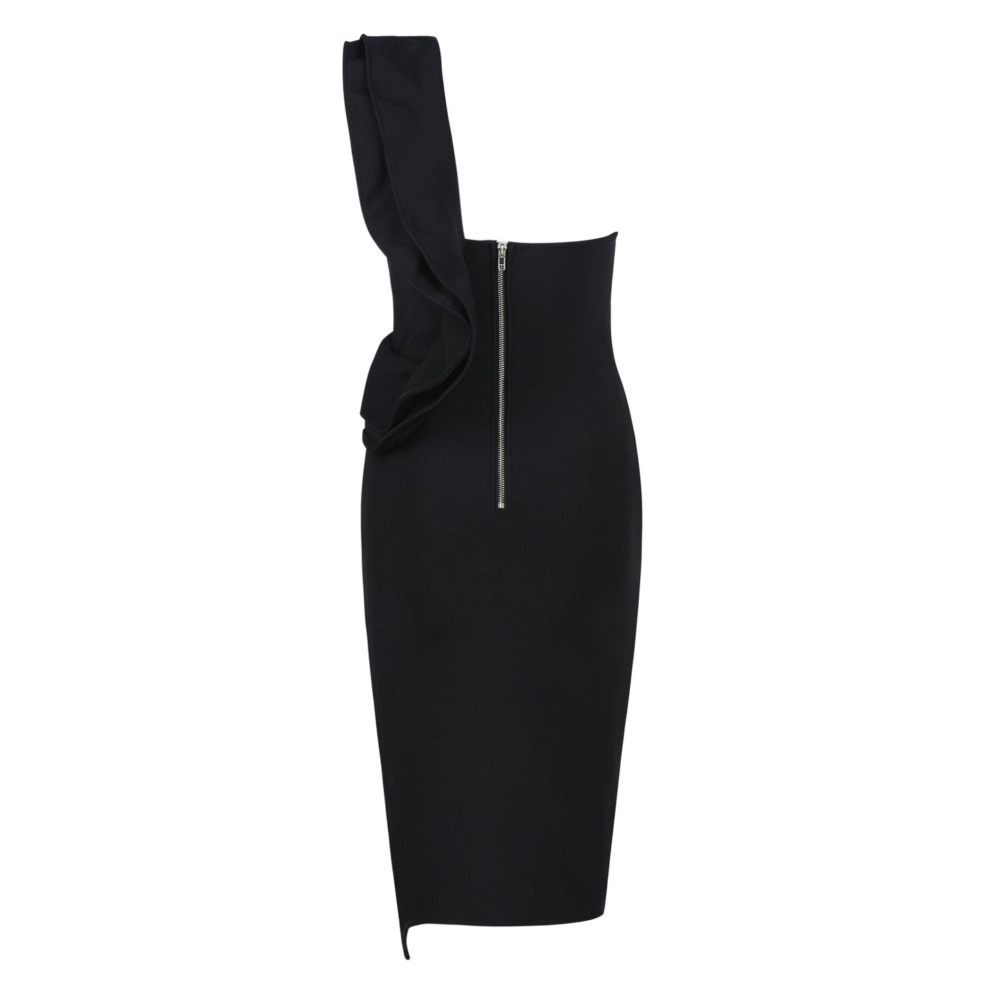 New Oblique Shoulder Bandage Dress Small Dress Solid Color Three-Dimensional Decoration Sexy Dress