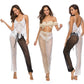Nightclub Crocheted Hollow-out Two-color Trousers Sexy Belt Beach Pants