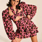 Women Cutout Tie Lace Soild Floral Halter Daily Tiered Dress Lantern Sleeve  3D Rose Dress
