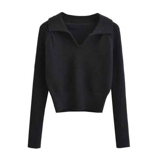 Autumn Winter Women Clothing Collared Knitted Sweater Long Sleeve Bottoming Shirt
