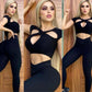 Summer Hollow Out Cutout Bright Elastic Breathable Yoga Exercise Workout Outfit Women