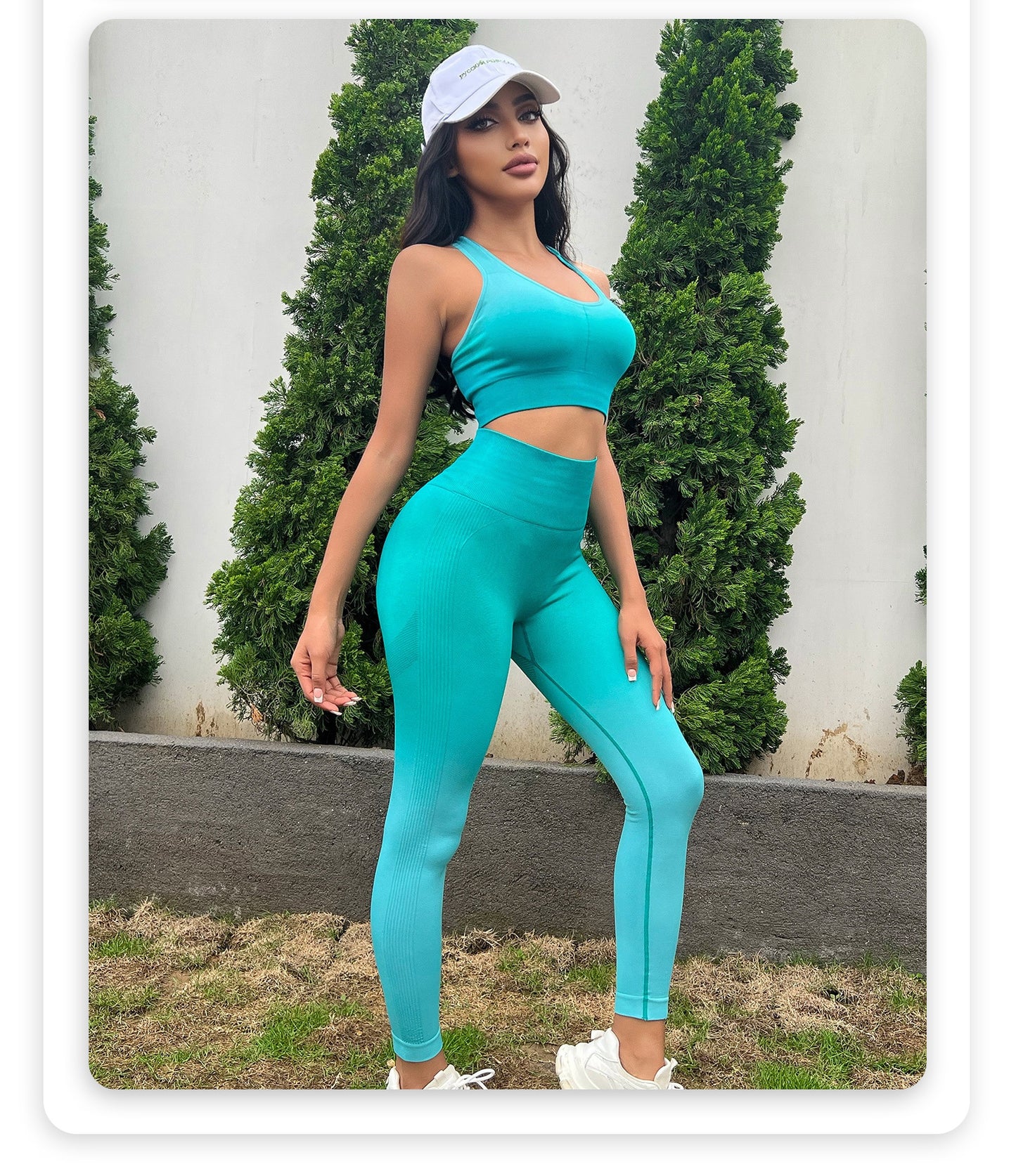 Yoga Suit High Waist Hip Lift Belly Contracting Breathable Light Sports Fitness Two Piece Set Women