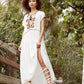 Women  Spring and Summer Bohemian Vacation Embroidered Lace Cake   Dress Traction Dress
