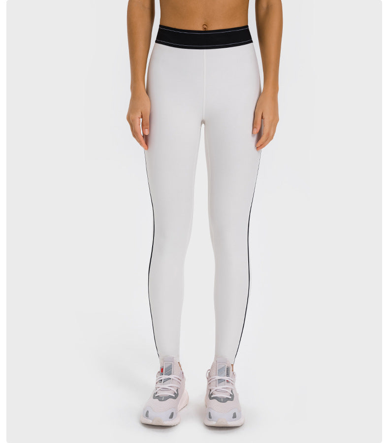 Contrast Color Elasticated Waist Sports Tights High Elastic Slim Slimming Training Fitness Yoga Pants Women