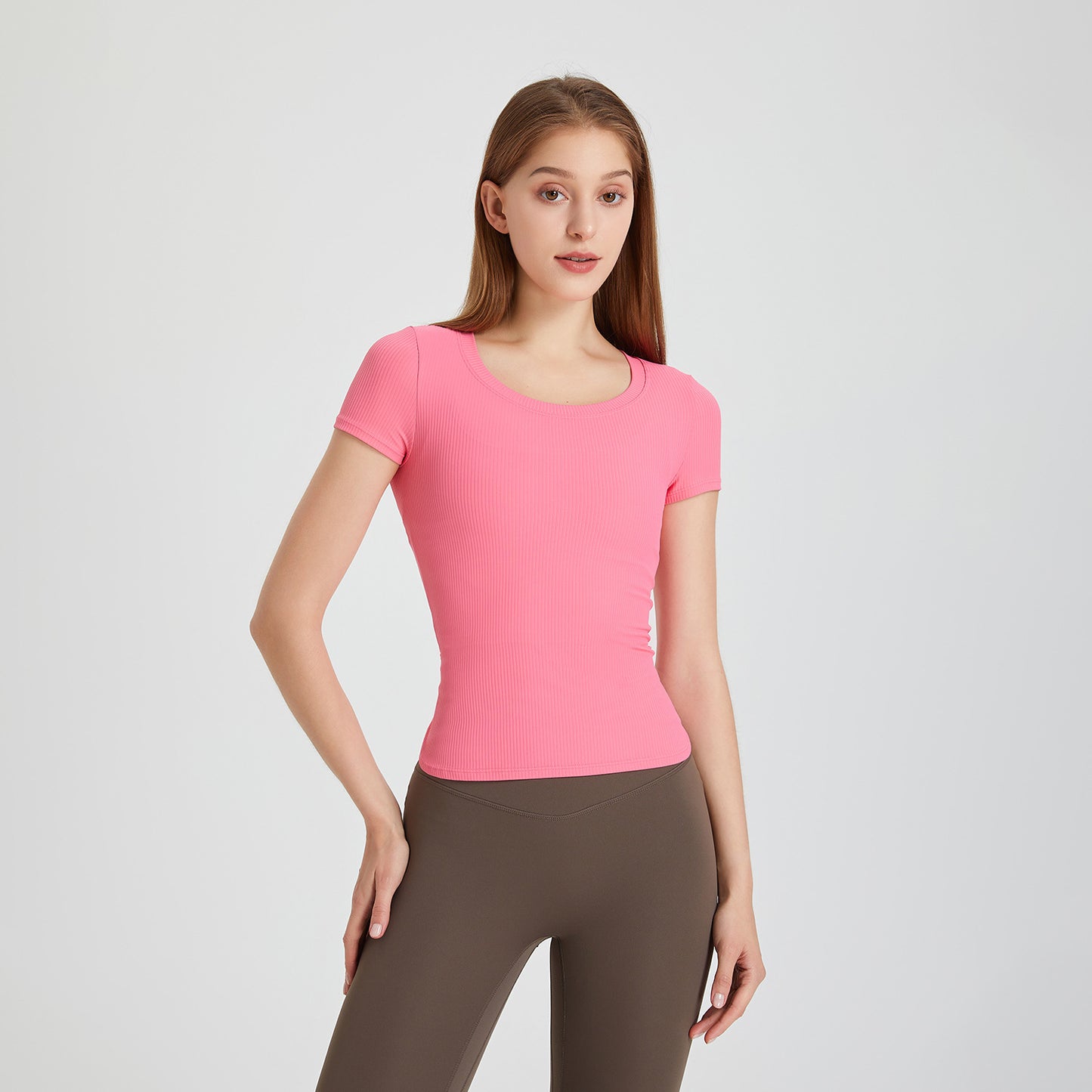 Été à lacets confortable minceur décontracté sport t-shirt femmes Yoga vêtements à manches courtes séchage rapide haut