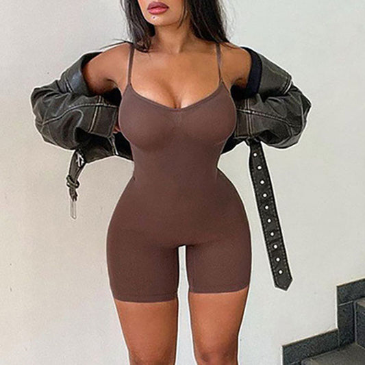 Women Spring Clothing Suspender Belly Waist Shaping Flattering Hip Lifting Casual Romper