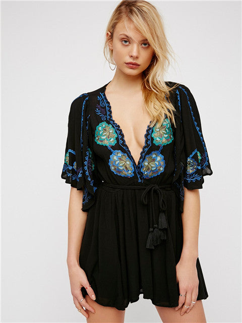 Women  Spring and Summer Elegant Seaside Holiday Sexy Embroidered Dress