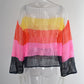 Summer Cutout Blouse Holiday Knitwear Long Sleeve Sun Protection Overshirt Rainbow Shirt