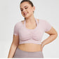Plus Size Halter Yoga Clothes Chest Pad Women Sexy Running Exercise Underwear Short T Shirt Long Sleeve Workout Clothes Top