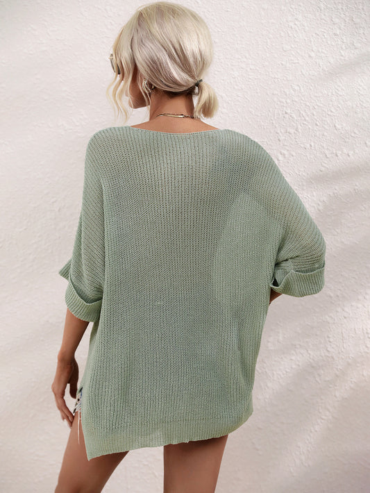 Spring Summer Women Clothing Knitted Loose Solid Color Pullover Women Needle