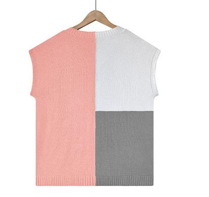 Summer Women V Neck Color Block Cover Sleeve Top Loose Casual T Shirt