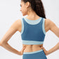 One Piece Contrast Color Yoga Vest Women High Strength Shockproof Training Sports Bra Nude Feel Workout Underwear