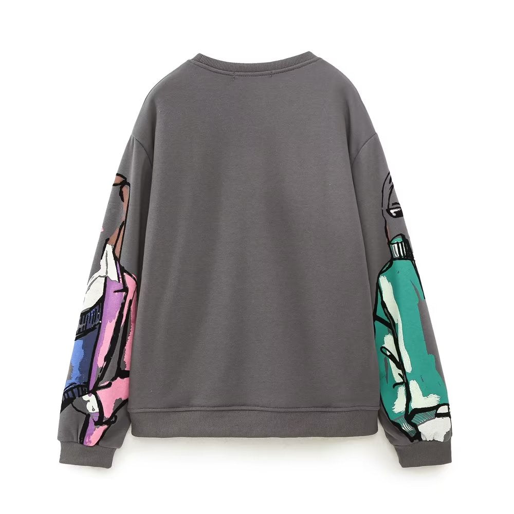 Women Casual Loose Printed Sweatshirt