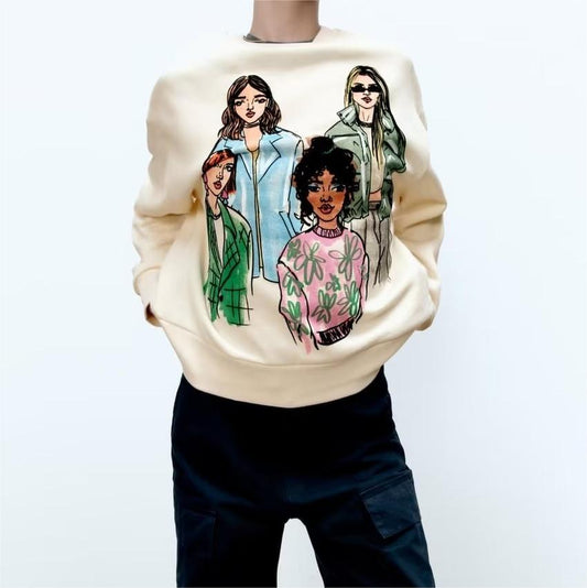 Women Clothing Girl Pattern Sweater