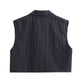 Women Short Tops Vintage Striped Lasel Vest