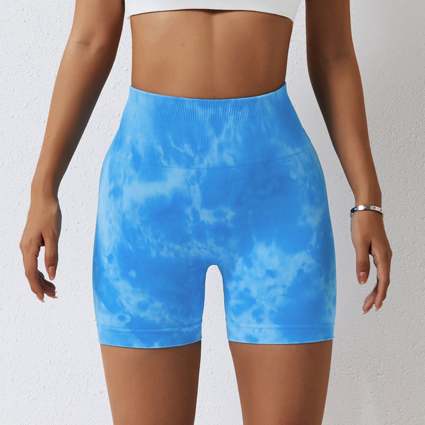 Spring Splash Dyeing Seamless Yoga Shorts Women Sports Fitness Shorts High Waist Hip Lift Skinny Yoga Pants