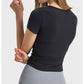 Pleated Waist Slimming Short Sports Short Sleeve High Elastic Nude Feel Slim Fit Slimming Yoga Jacket