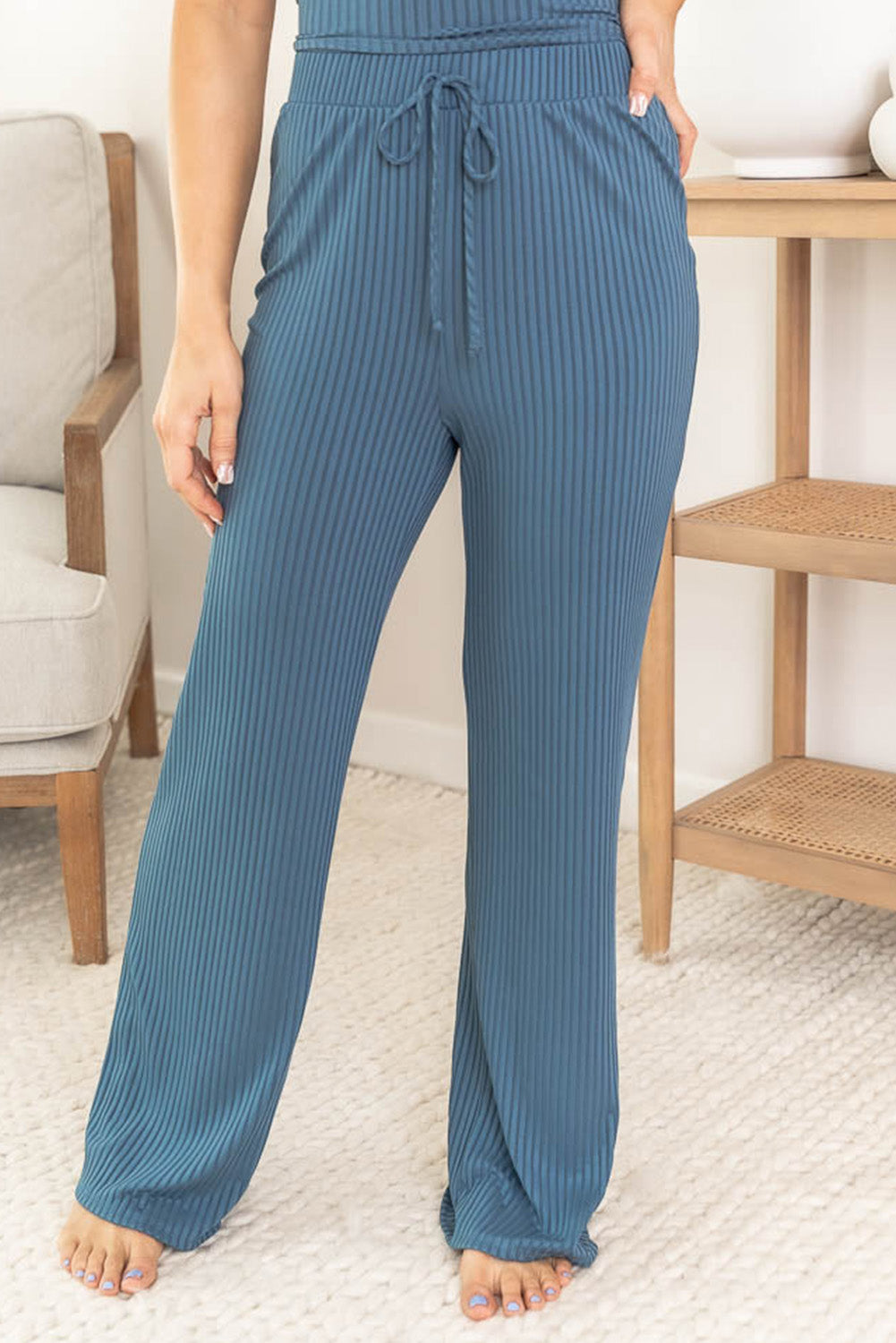 Women Clothing Summer Pajamas Women Solid Color Suspender Trousers Casual Ladies Home Casual Suit