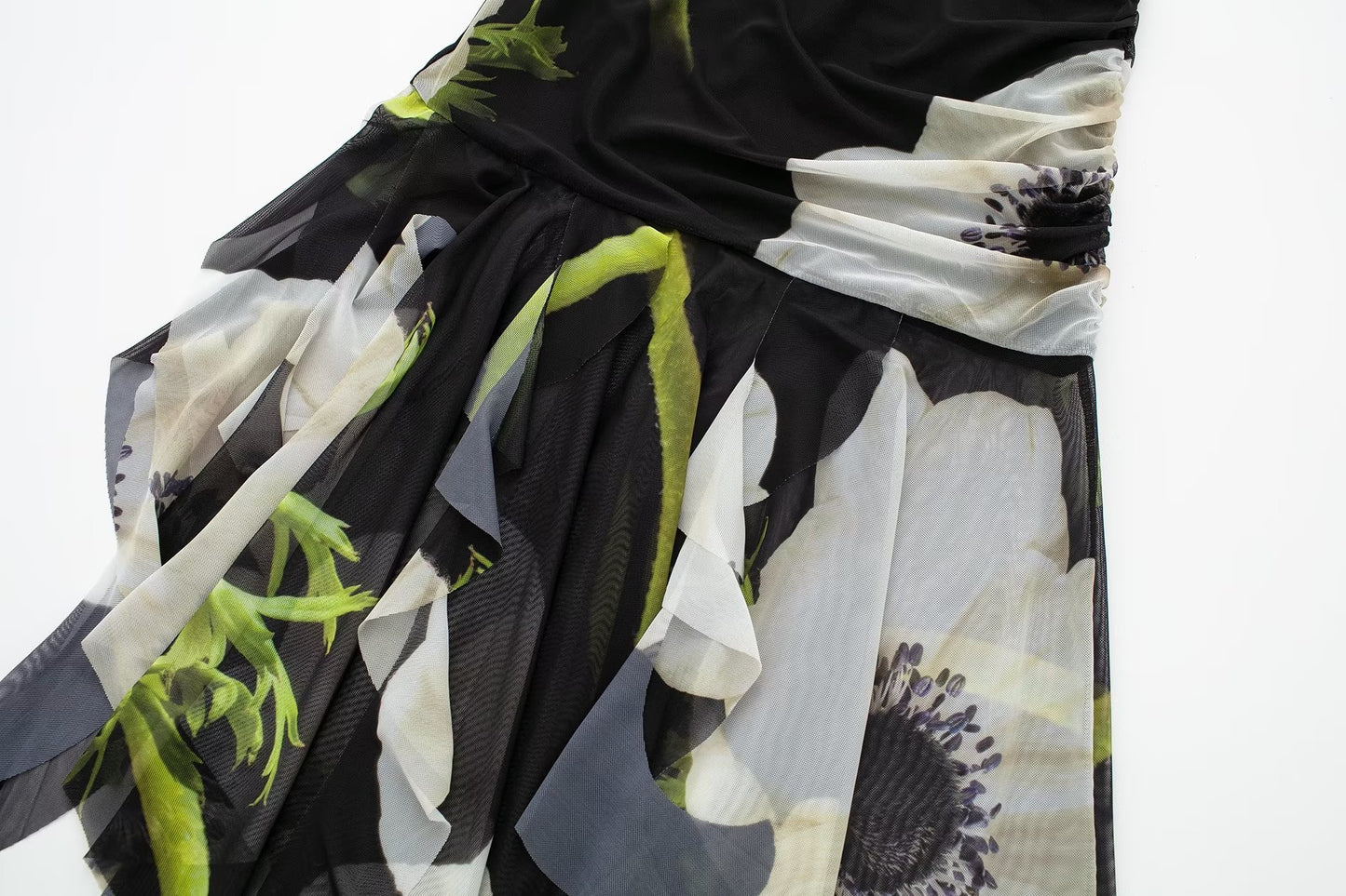 Summer Women  Clothing Printed Silk Net Tube Top Dress