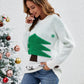Christmas Sweater Women Clothing Christmas Tree Snowflake Jacquard Round Neck Pullover Sweater