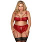 Plus Size Sexy Lingerie Sexy Lace Hollow Out Cutout 1/2 Cup Bra High Waist Lace up Panties Garter