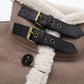Retro Double Sided Fleece Collared Coat Autumn Winter Loose Padded Coat Long Decorated Row Button Casual Women Clothing