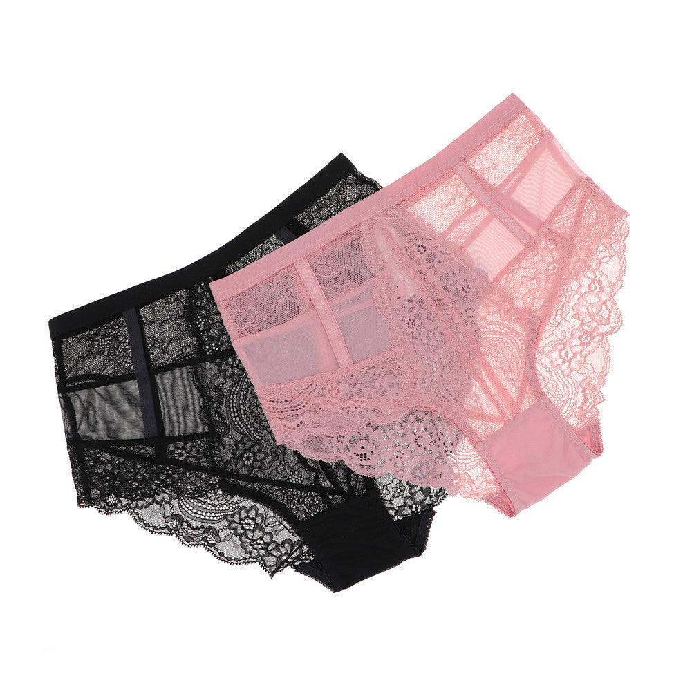 Sexy Seduction Lace Ultra Thin See Through Women High Waist Underwear