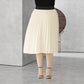 Jupe mi-longue plissée de couleur unie pour femmes d'été grande taille