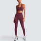 New Seamless Knitted Hip Sports Yoga Suit Workout Bra Vest Suit Tights Women