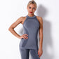 Seamless Knitted Sexy Raised Buttocks Round Neck Vest Moisture Wicking Yoga Clothes Sports Running Top Women