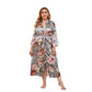 Plus Size Artificial Silk  Women Thin Long-Sleeved Home Wear Can Be Worn outside Nightgown