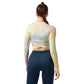 Vêtements de yoga col rond haut de sport à manches longues tie-dyed court t-shirt d'entraînement de course
