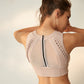 Sports Underwear Yoga Bra Color Matching Mesh Stitching Back Zipper Woven Design Chest Pad Detachable