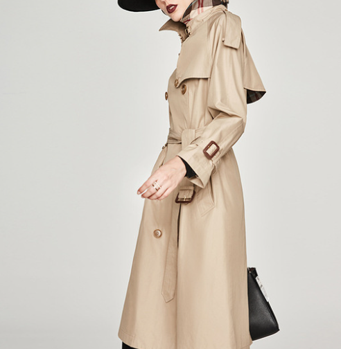 Abbigliamento donna Trench coat lungo doppio petto Cappotto donna Cappotto trench camaleonte Cappotto donna