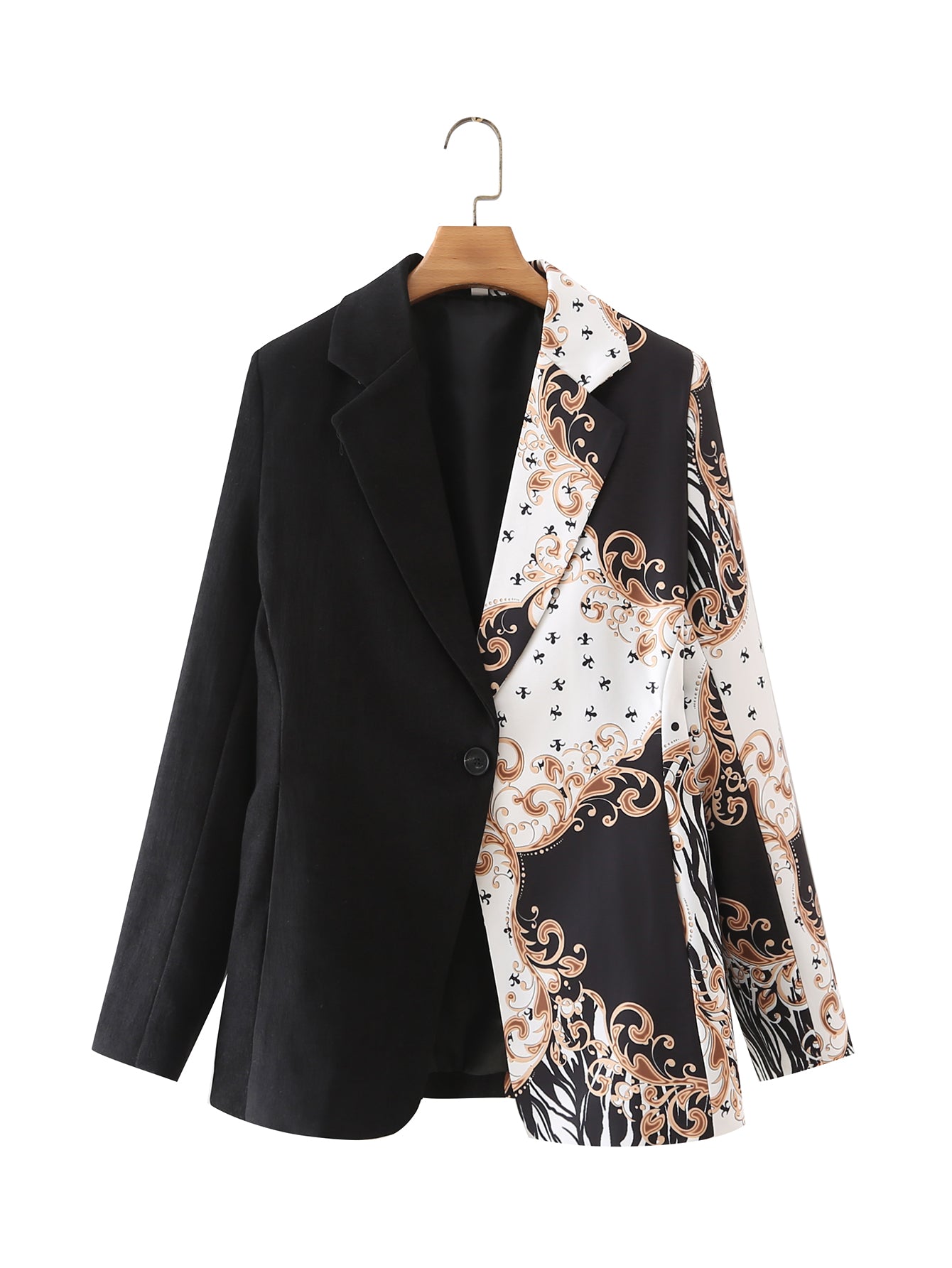 Color Matching Design Street Hipster Office Printed Blazer