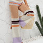 Crochet Spring Summer Fashion Elastic Waist  Knitted Mid-Waist Trousers Stitching Color Straight Casual Trousers Crochet