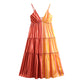 Spring Women Striped Splicing Sling Dress Tiered Dress