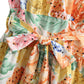 Robe à lacets à imprimé floral français printemps-été dos nu doux à volants coutures courtes à épaules dénudées