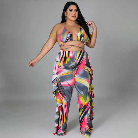Plus Size Women Clothes Spring Sexy Swimsuit Trousers Three-Piece Suit