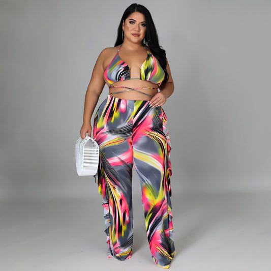 Plus Size Women Clothes Spring Sexy Swimsuit Trousers Three-Piece Suit